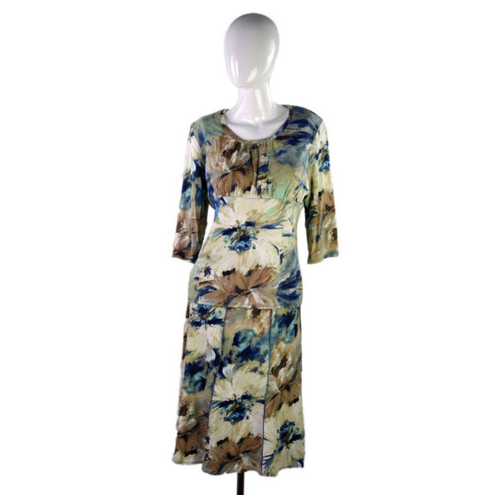 vtg INGENUITY made in Canada 2 pcs Ensemble Dress Top Skirt Stretch Large Floral